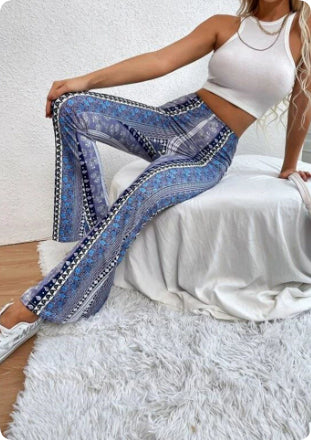 High Elastic Tight Pants Slim Print Trousers Womens Clothing