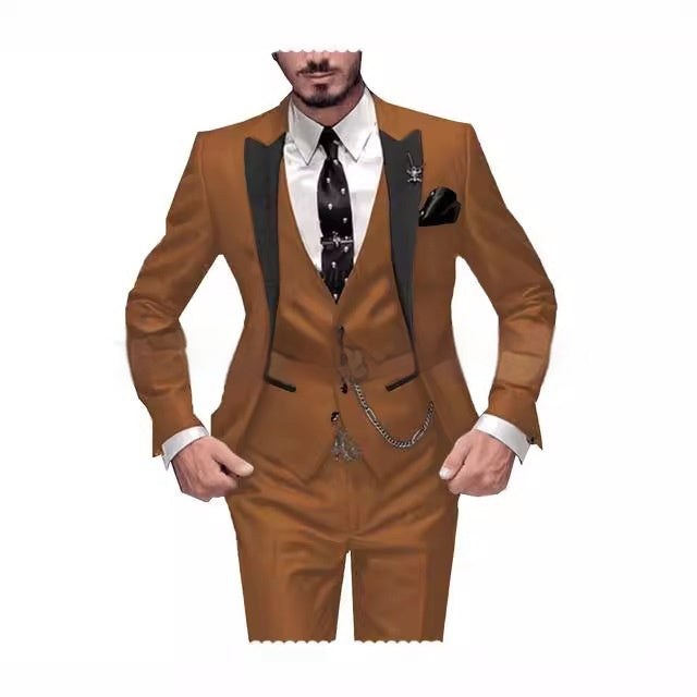 Black Collar Color Blocked Three Piece Set