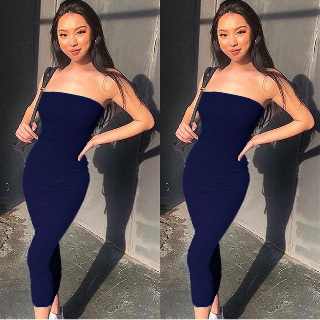 Sleeveless Wrapped Chest Long Beach Dress Women Clothing Summer